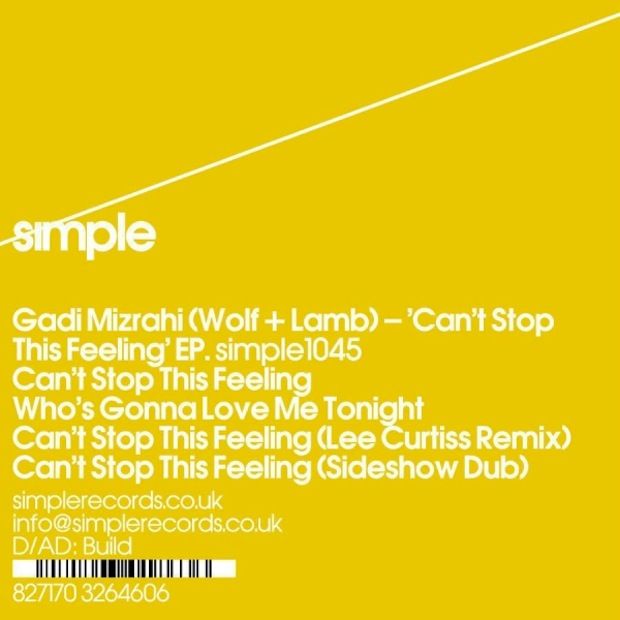 GADI MIZRAHI – CAN’T STOP THIS FEELING EP [SIMPLE]